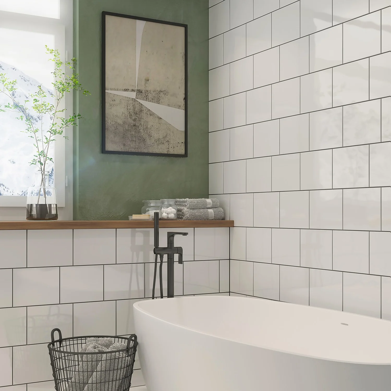 None Plain White Ceramic Wall Tile 250 X 200mm - 1sqm Pack 3 None Plain White Ceramic Wall Tile 250 X 200mm - 1sqm Pack - Image 3