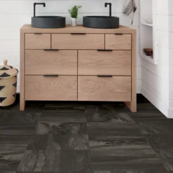 None FloorPops Peel And Stick Floor Tiles - Raven