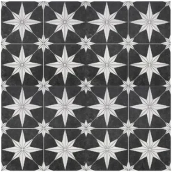 Country Living Starry Skies Black North Star Porcelain Floor & Wall Tile 1.42sqm Pack - 450x450mm -Best Flooring Store 13220589 1014915122464244